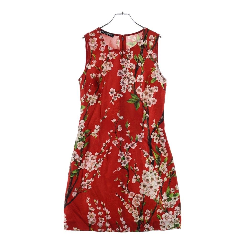 Dolce & Gabbana Dress Floral Sleeveless Red