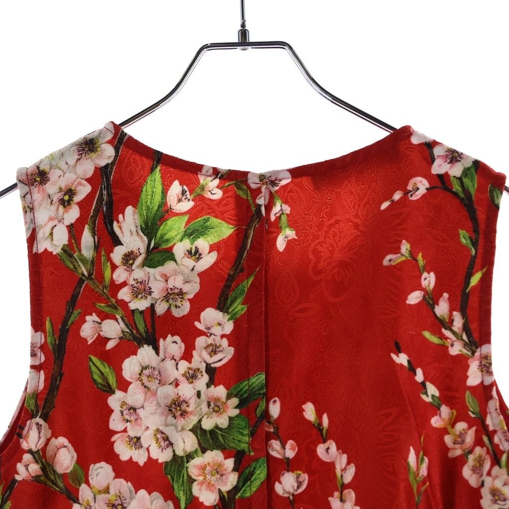 Dolce & Gabbana Dress Floral Sleeveless Red — view 4