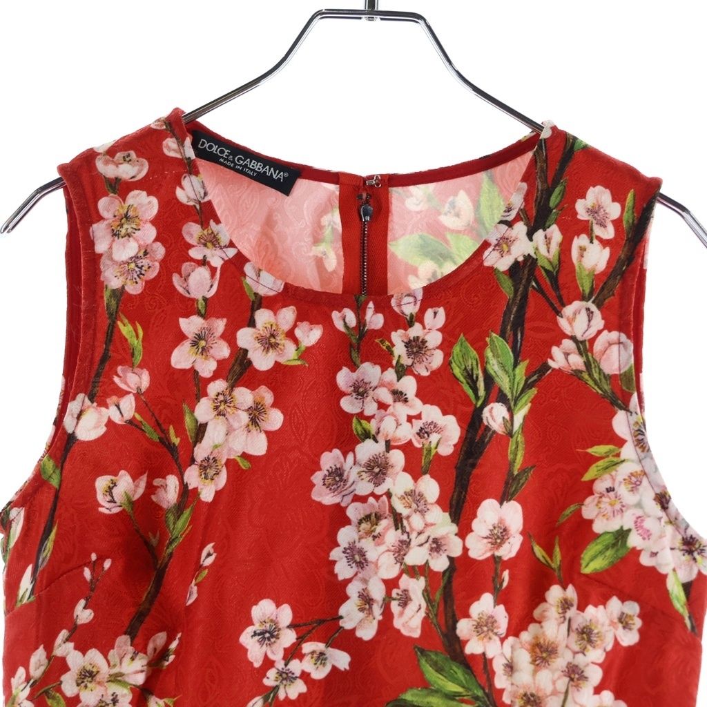 Dolce & Gabbana Dress Floral Sleeveless Red — view 3