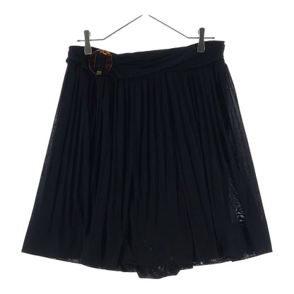 Gucci Rayon Buckle Pleated Mini Skirt Black