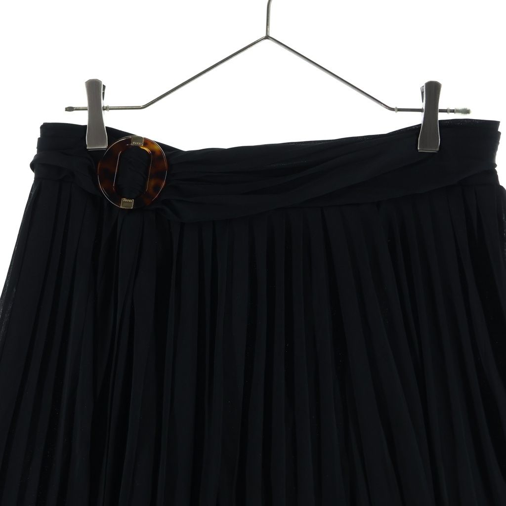 Gucci Rayon Buckle Pleated Mini Skirt Black — view 3