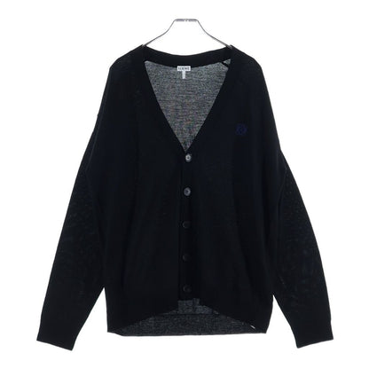 Loewe Anagram Embroidery V-neck Cardigan Knit Black