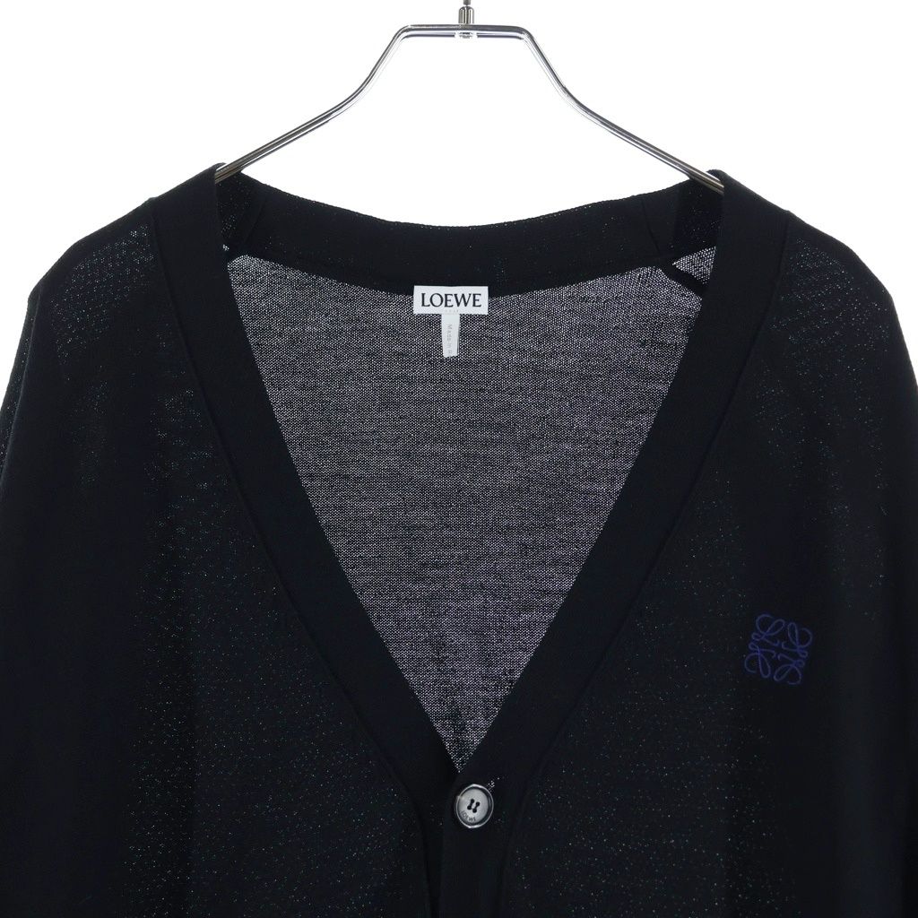 Loewe Anagram Embroidery V-neck Cardigan Knit Black — view 3