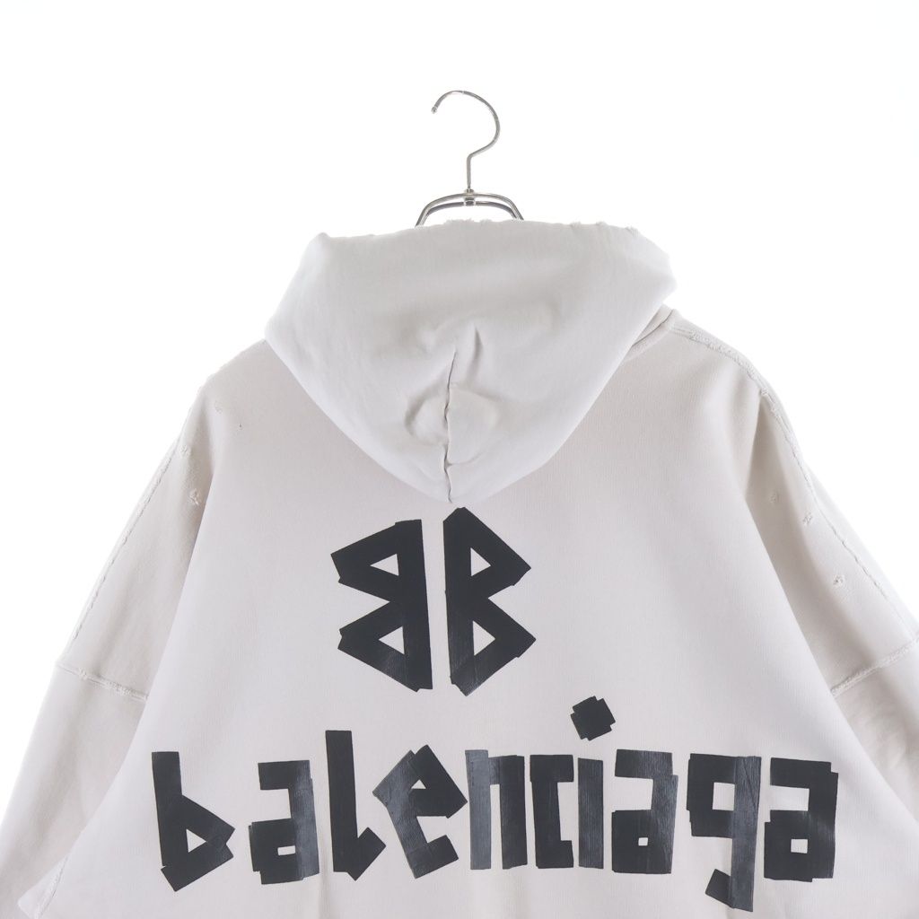 Balenciaga New Tape Type Hoodie Logo Pullover Sweatshirt White — view 3