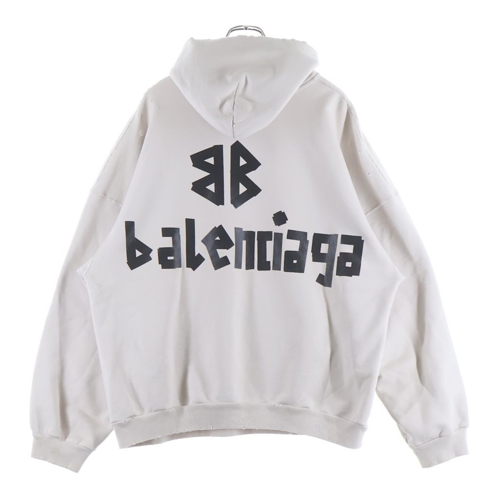 Balenciaga New Tape Type Hoodie Logo Pullover Sweatshirt White