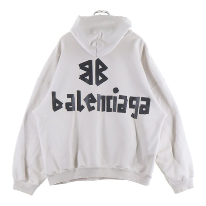 Balenciaga New Tape Type Hoodie Logo Pullover Sweatshirt White