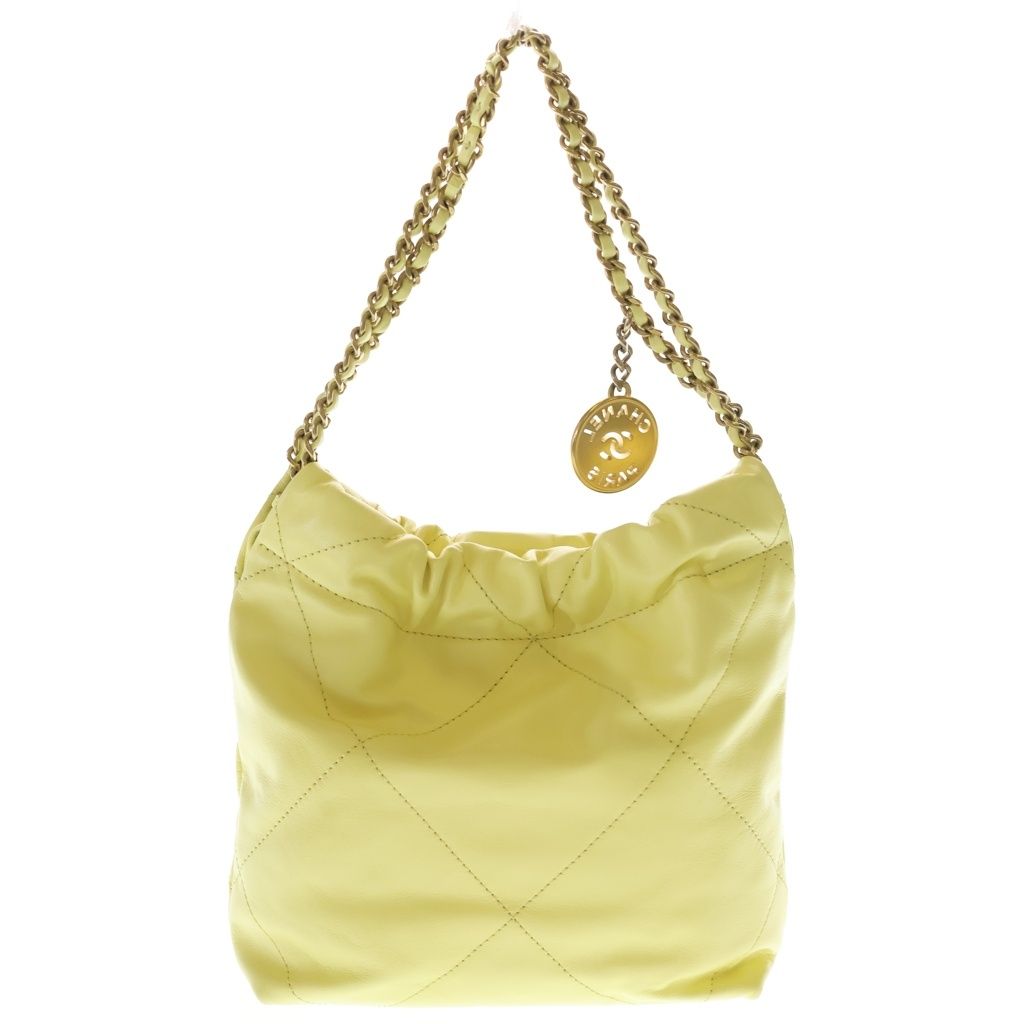 Chanel 22 Mini Shiny Calfskin Chain Shoulder Bag Yellow Gold Plate — view 2