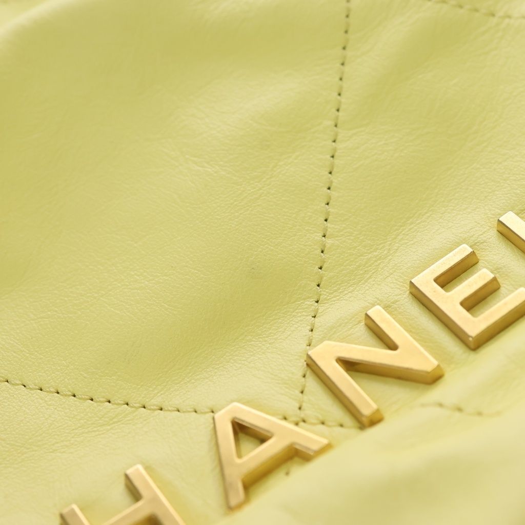 Chanel 22 Mini Shiny Calfskin Chain Shoulder Bag Yellow Gold Plate — view 6