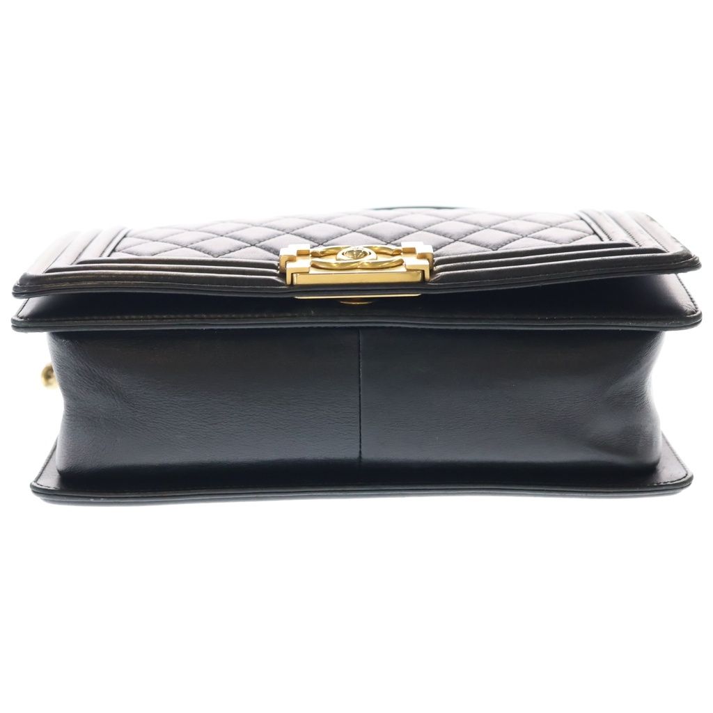 Chanel Lambskin Leather Chain Shoulder Bag Gold Black — view 4