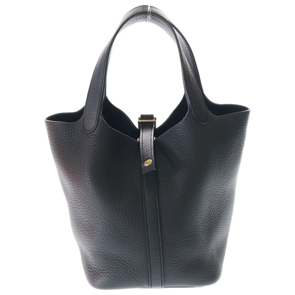 Hermes Picotin Lock PM Taurillon Clemence Leather Handbag Gold Black