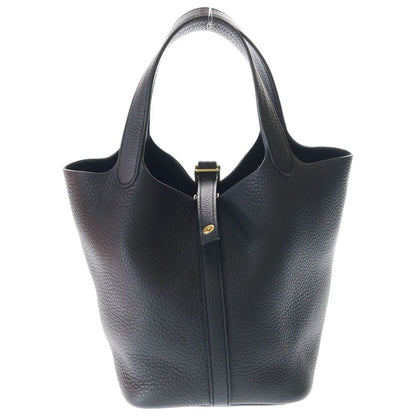 Hermes Picotin Lock PM Taurillon Clemence Leather Handbag Gold Black