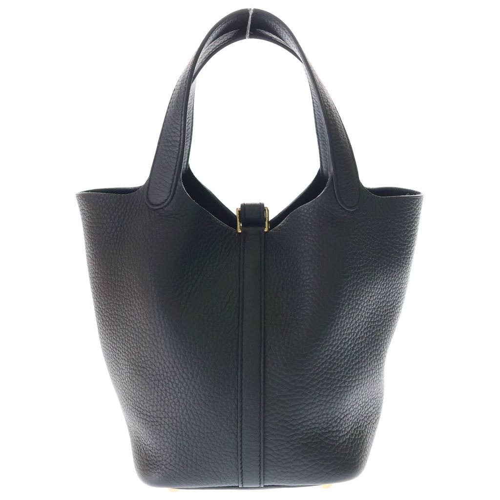 Hermes Picotin Lock PM Taurillon Clemence Leather Handbag Gold Black — view 2