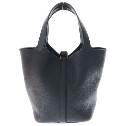 Hermes Picotin Lock PM Taurillon Clemence Leather Handbag Gold Black — view 2