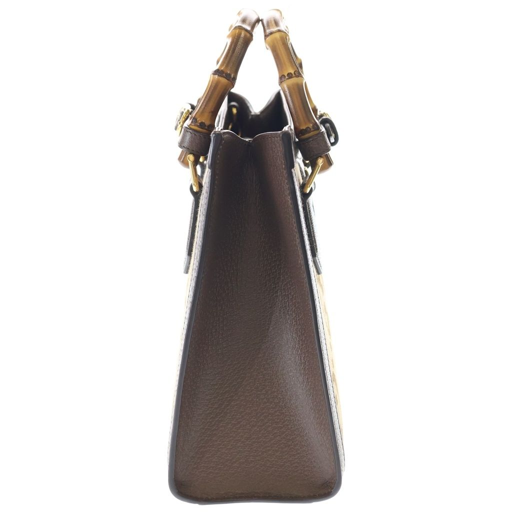 Gucci Jumbo GG Diana Bamboo Small Canvas Leather 2-Way Bag Brown — view 3