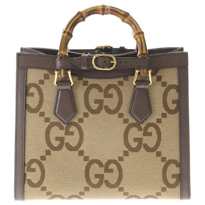 Gucci Jumbo GG Diana Bamboo Small Canvas Leather 2-Way Bag Brown — view 2