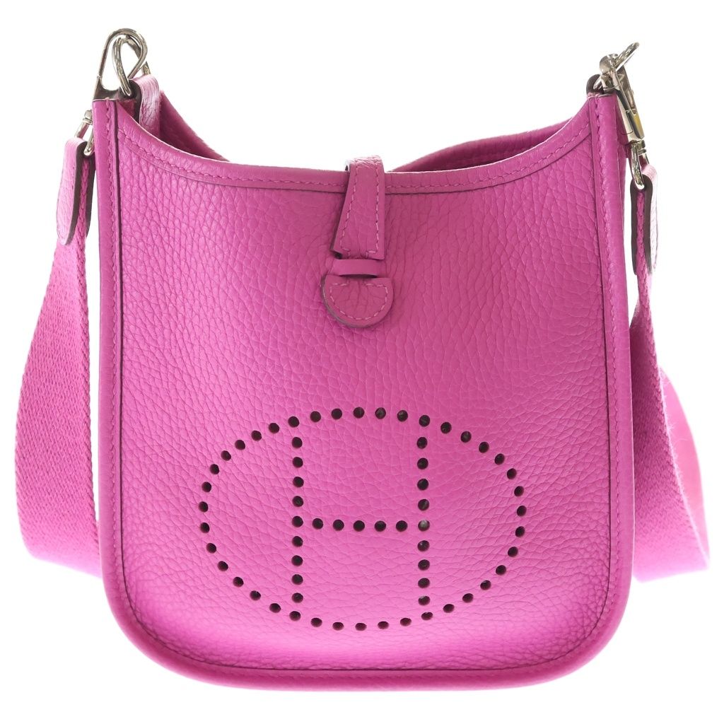 Hermes Evelyne TPM Magnolia Taurillon Clemence Leather Shoulder Bag Silver