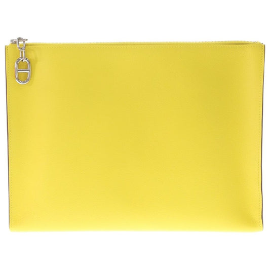 Hermes Zip Azap GM Color Jonunapur Chaine D'ancre Clutch Second Silver Yellow