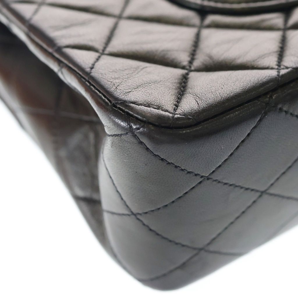 Chanel Quilted 25 Lambskin Leather Double Flap Chain Shoulder Bag Gold Black — view 6
