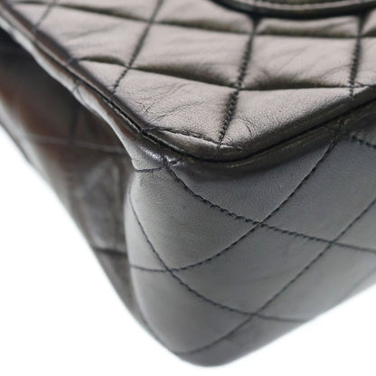 Chanel Quilted 25 Lambskin Leather Double Flap Chain Shoulder Bag Gold Black — view 6