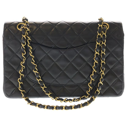 Chanel Quilted 25 Lambskin Leather Double Flap Chain Shoulder Bag Gold Black — view 2