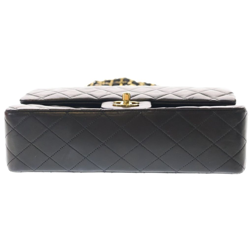 Chanel Quilted 25 Lambskin Leather Double Flap Chain Shoulder Bag Gold Black — view 4