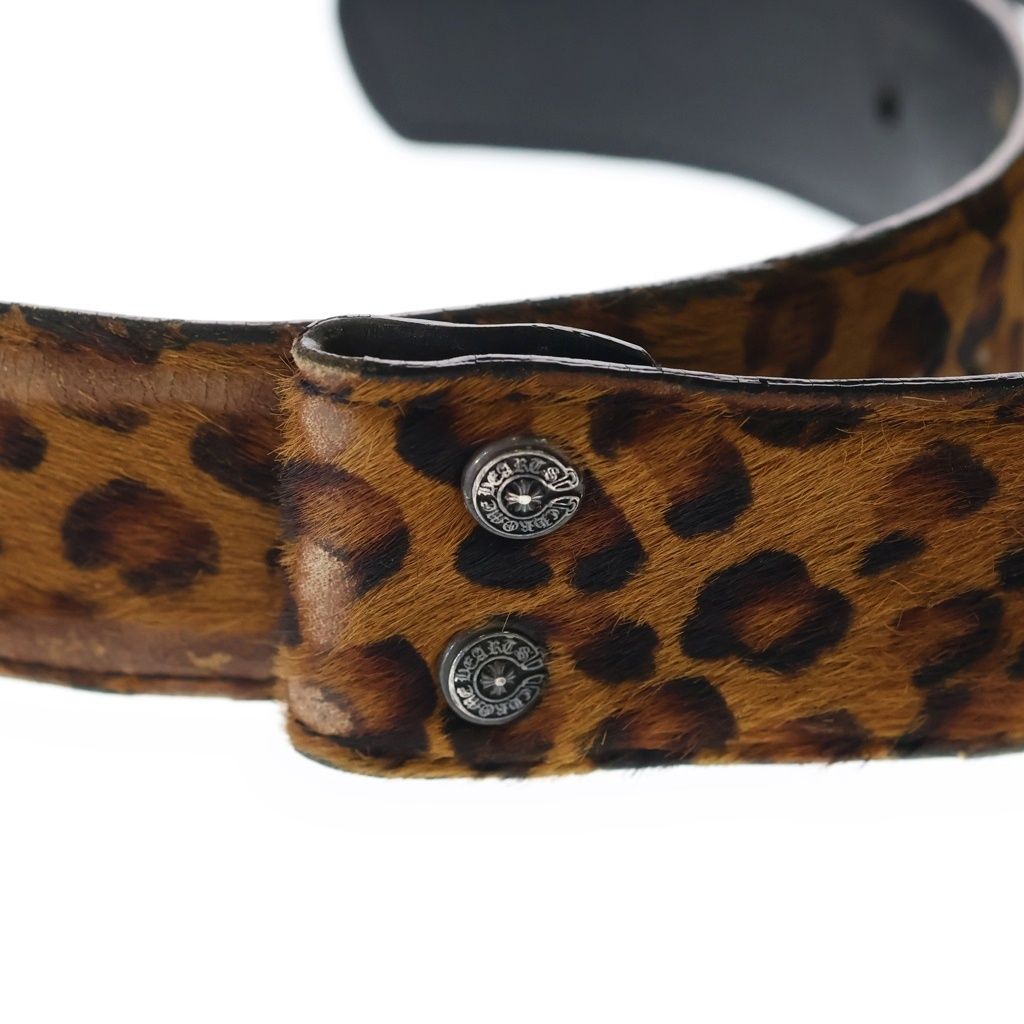 Chrome Hearts 1.5 Strap Leopard Pattern Scroll Rebe Roulis Betts Leather Belt — view 4
