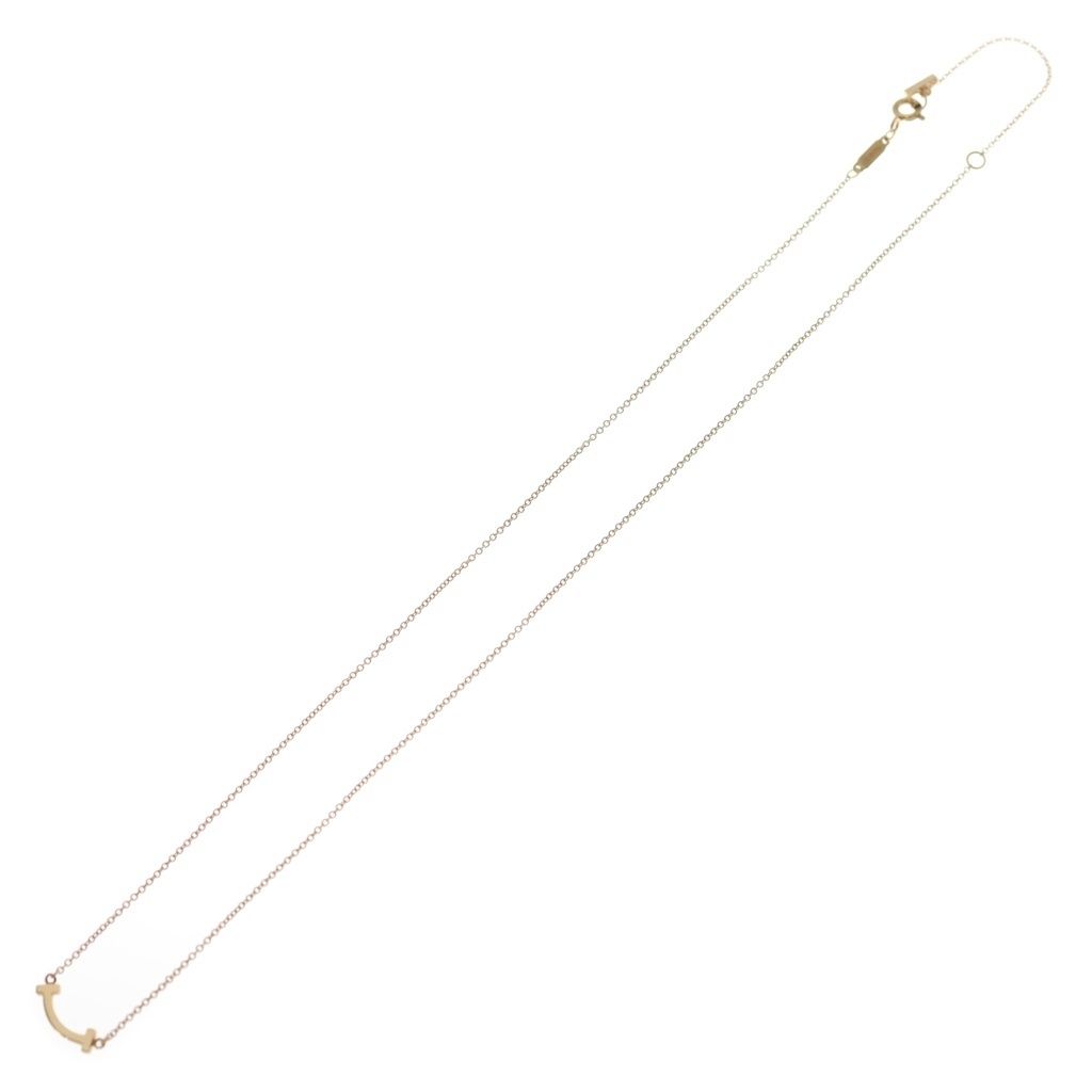 Tiffany & Co T Smile Mini Necklace Pendant Chain Pink Gold — view 2