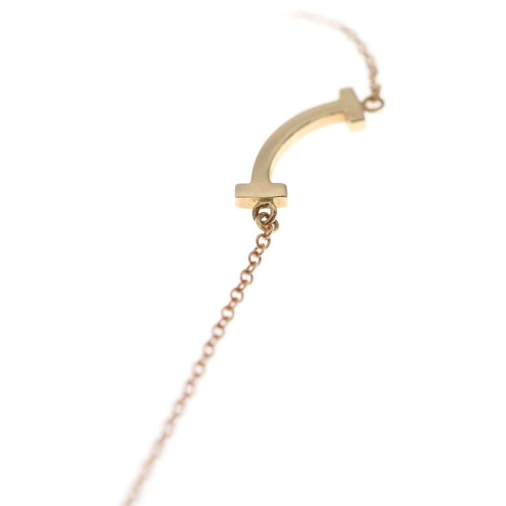 Tiffany & Co T Smile Mini Necklace Pendant Chain Pink Gold — view 5