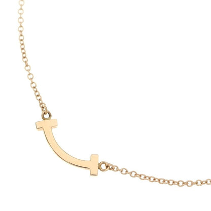 Tiffany & Co T Smile Mini Necklace Pendant Chain Pink Gold