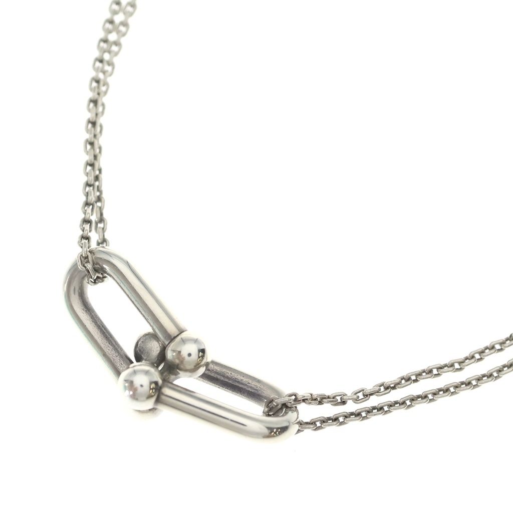 Tiffany & Co Double Link Necklace Pendant Chain 925 Sterling Silver