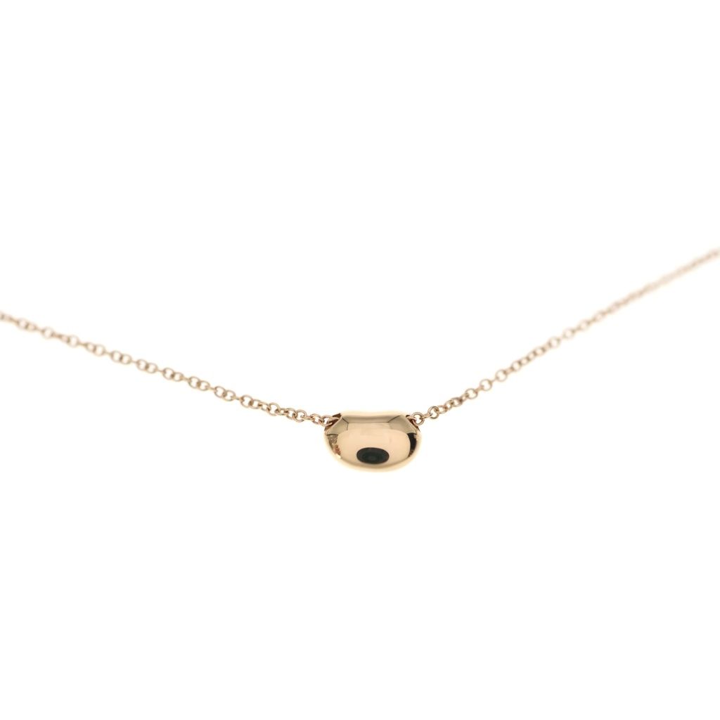 Tiffany & Co Elsa Peretti Bean Pave Diamond Necklace Pendant Chain Pink Gold — view 5
