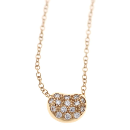 Tiffany & Co Elsa Peretti Bean Pave Diamond Necklace Pendant Chain Pink Gold — view 3