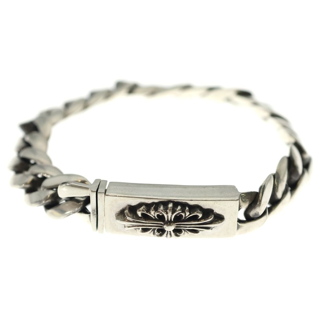 Chrome Hearts ID Bby Flrl Crs Baby ID Floral Cross Silver Bracelet