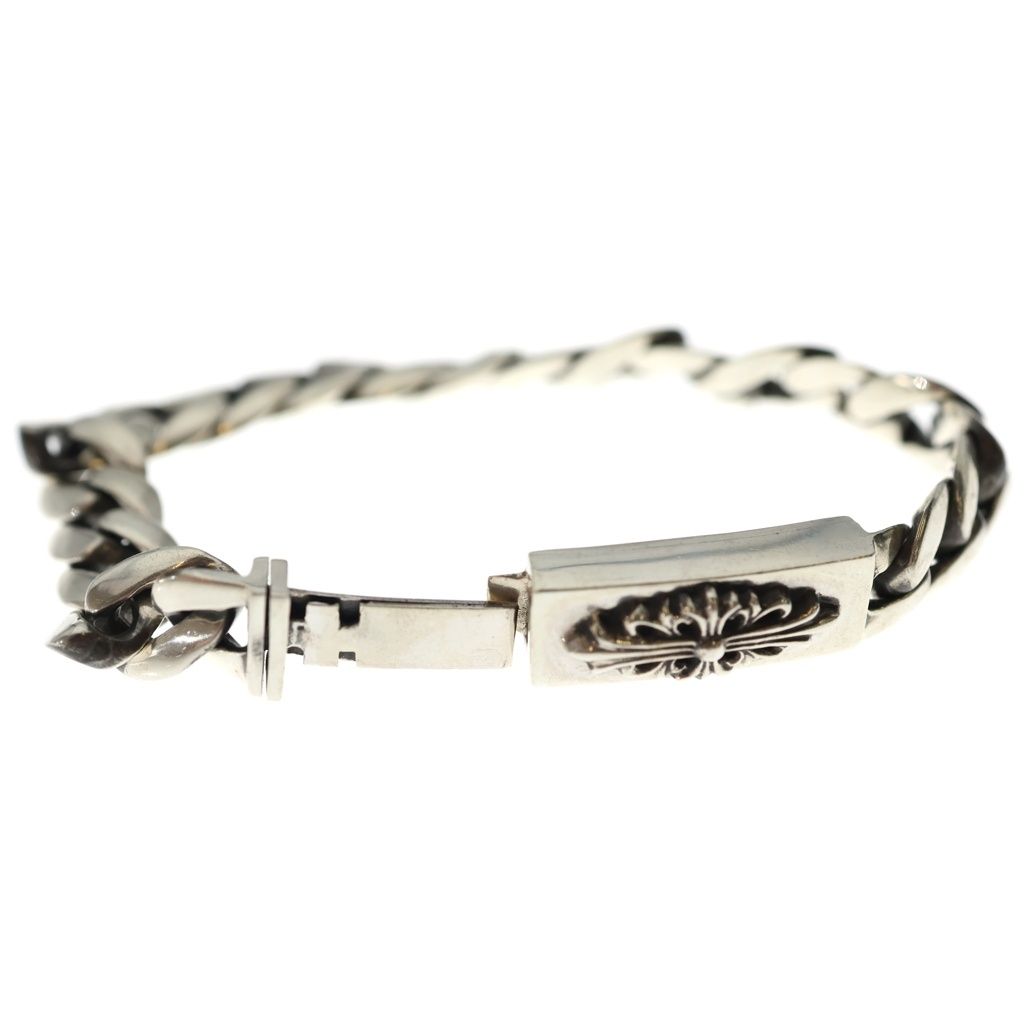 Chrome Hearts ID Bby Flrl Crs Baby ID Floral Cross Silver Bracelet — view 6
