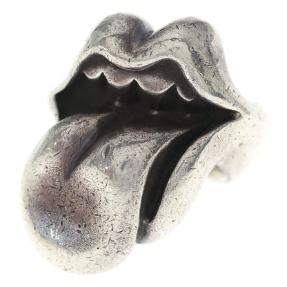 Chrome Hearts Lip Tongue Lg Lip and Tan Large Silver Ring