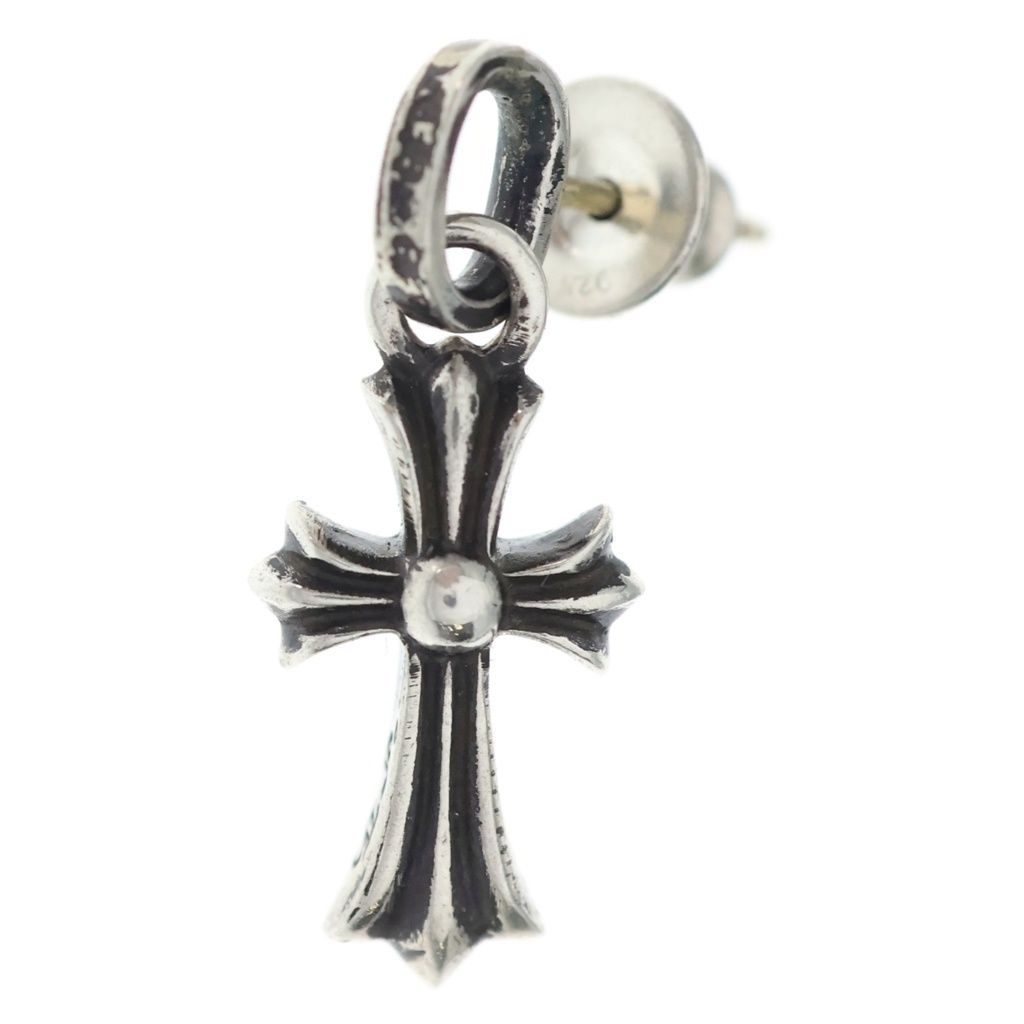 Chrome Hearts Bby Pprchn Baby Fat Cross Drop Earrings Silver