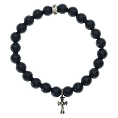 Chrome Hearts 6 mm Bead Bracelet Stack Cross MM Black