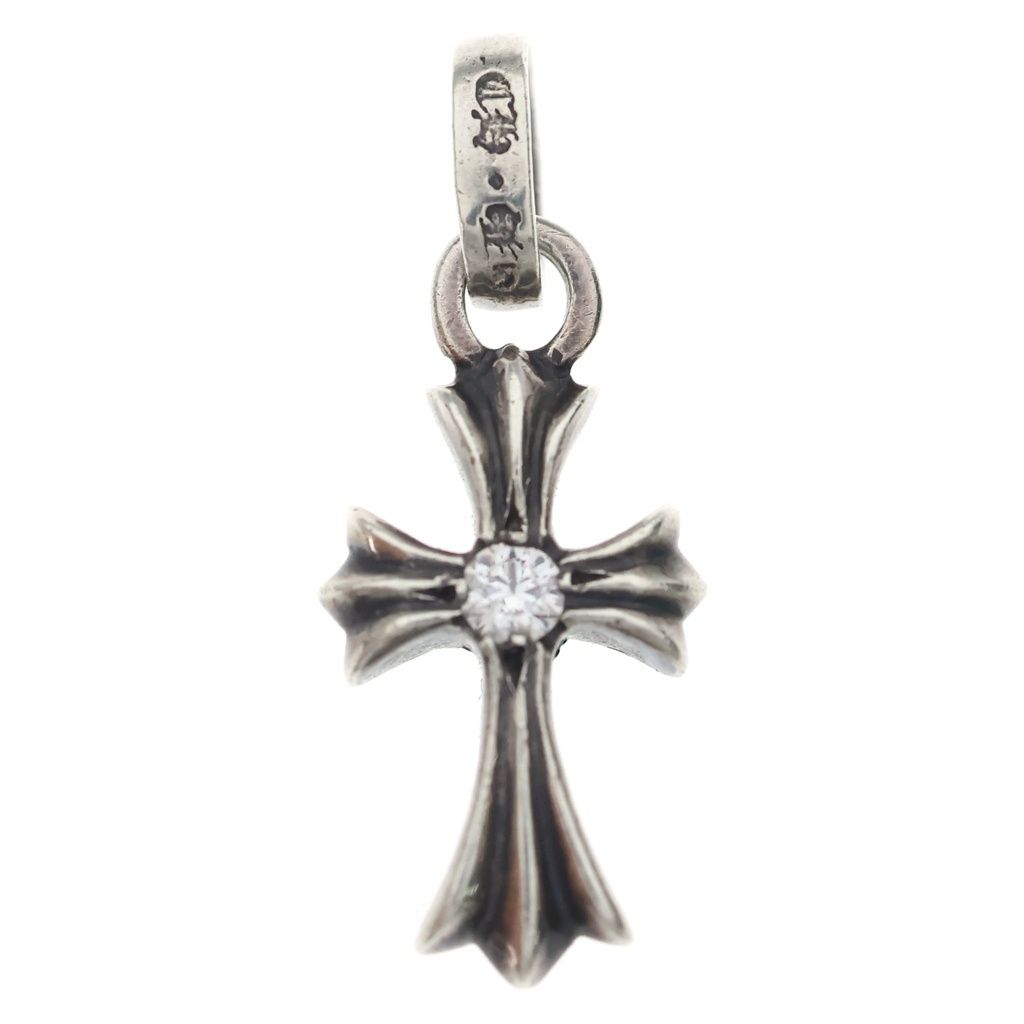 Chrome Hearts Crs Baby Fat Dmnd Fat Cross 1 Diamond on Both Sides Pendant Top