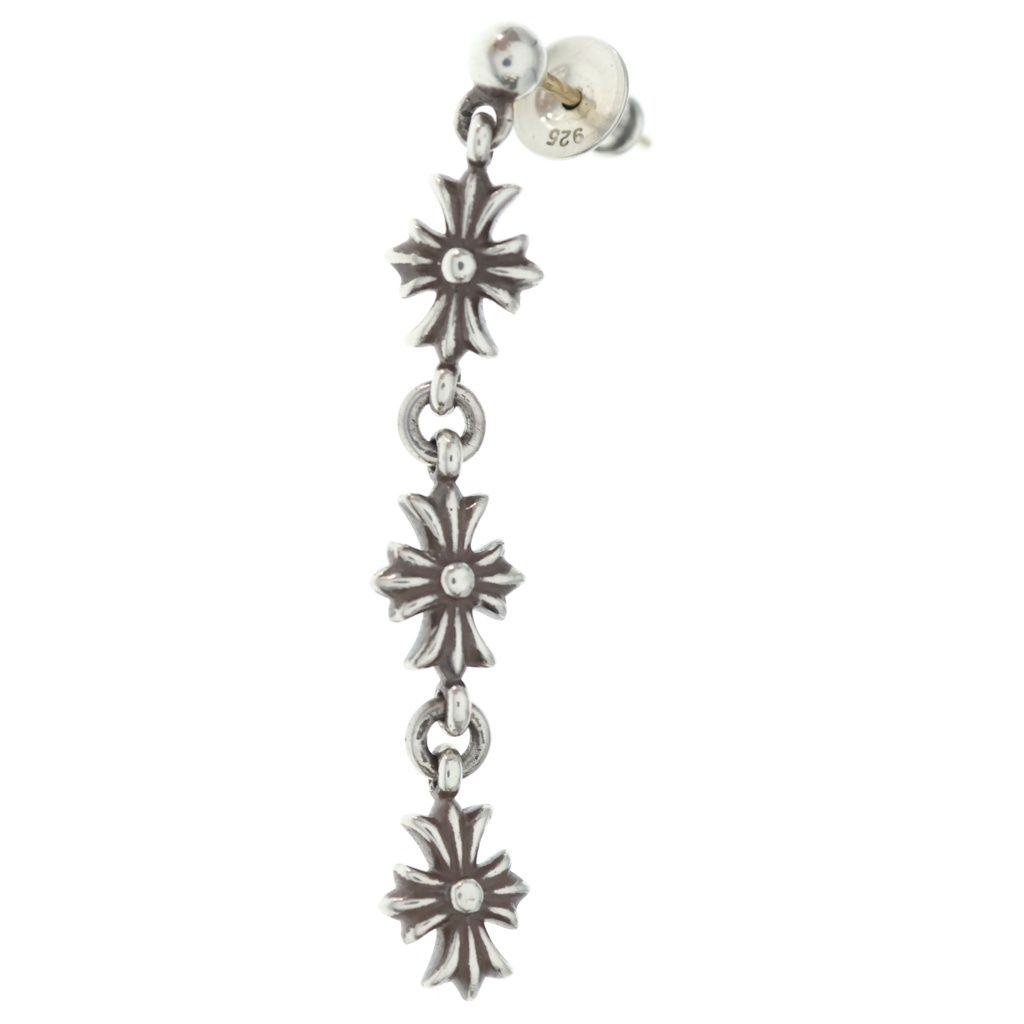 Chrome Hearts Tiny CH Pls 3 Ech Plus 3 Drop Earrings Silver