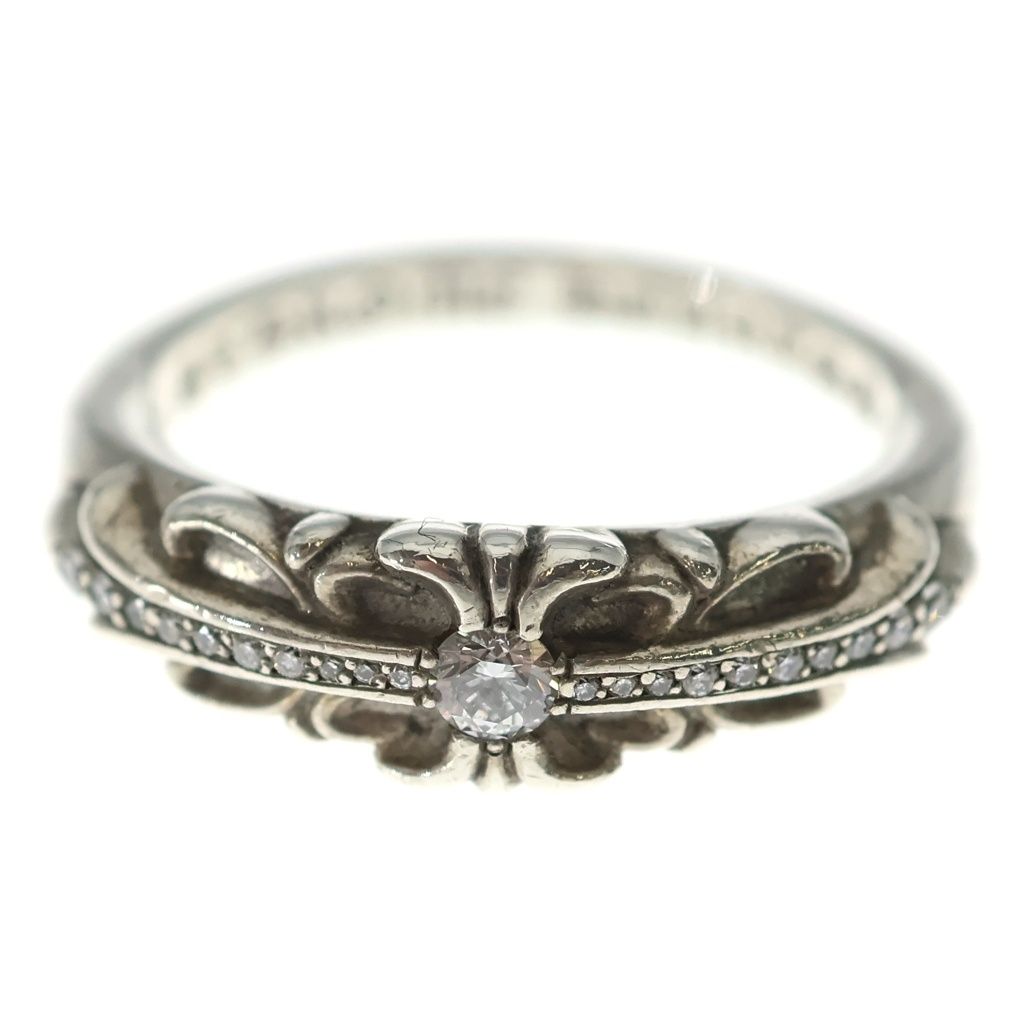 Chrome Hearts Baby Clsc P D Classic Floral Cross Pave Diamond Silver Ring — view 4