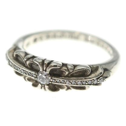 Chrome Hearts Baby Clsc P D Classic Floral Cross Pave Diamond Silver Ring