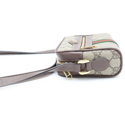 Gucci GG Supreme Ophidia Mini Shoulder Bag Brown Beige Leather Gold — view 3