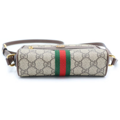 Gucci GG Supreme Ophidia Mini Shoulder Bag Brown Beige Leather Gold — view 6