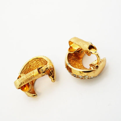 Dior Earrings Moon Gold Plated Line Stone — view 7