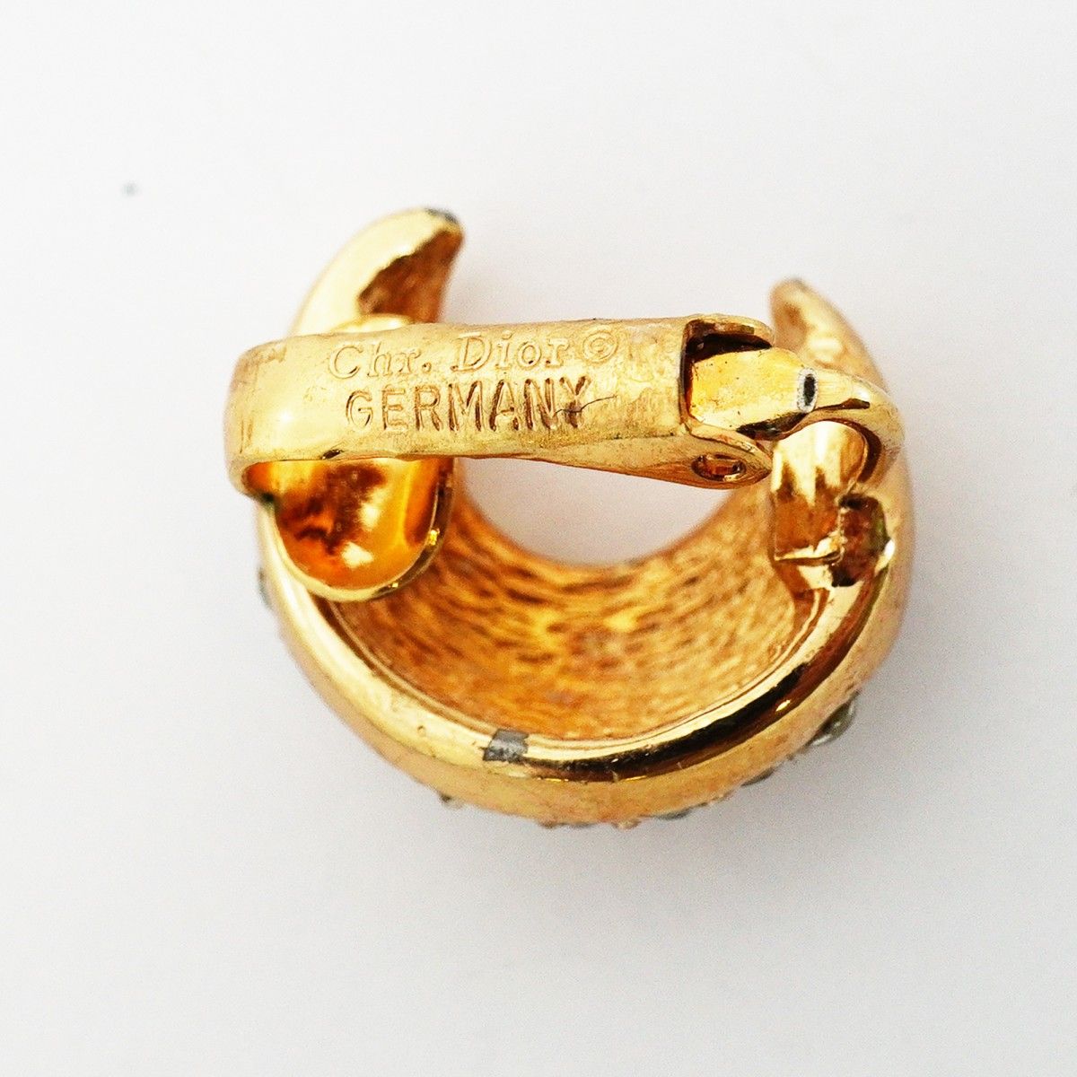Dior Earrings Moon Gold Plated Line Stone — view 4