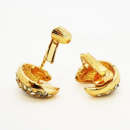 Dior Earrings Moon Gold Plated Line Stone — view 3