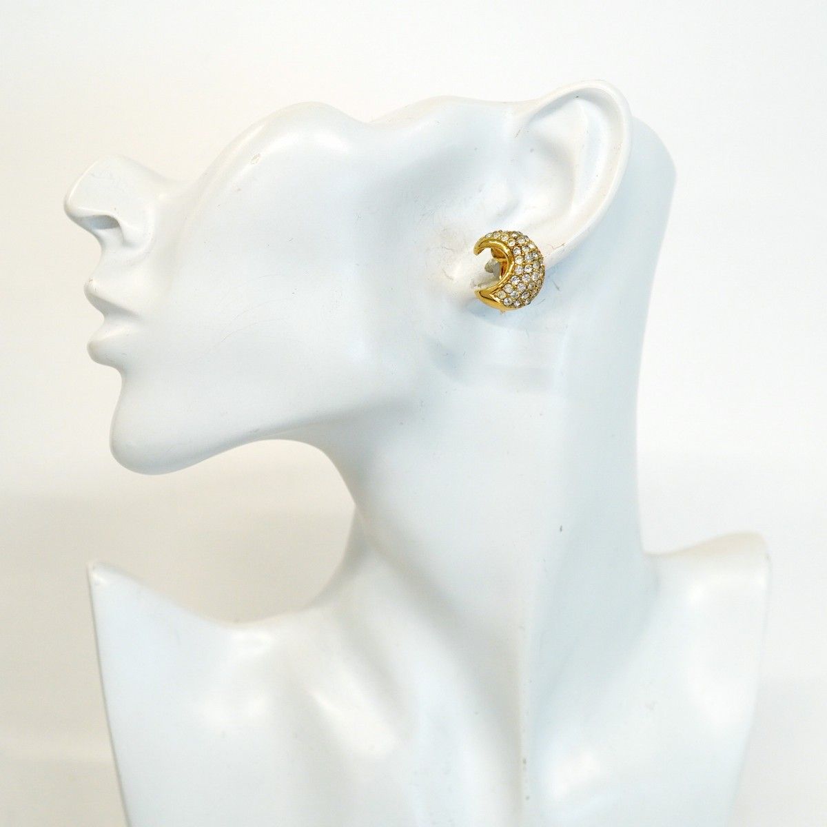 Dior Earrings Moon Gold Plated Line Stone — view 5