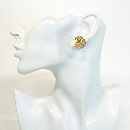 Dior Earrings Moon Gold Plated Line Stone — view 5