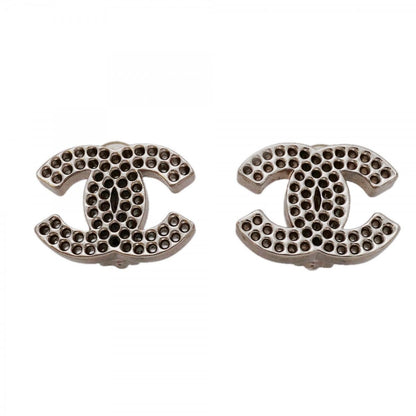 Chanel Earrings CC Logo Perforated Metal Silver