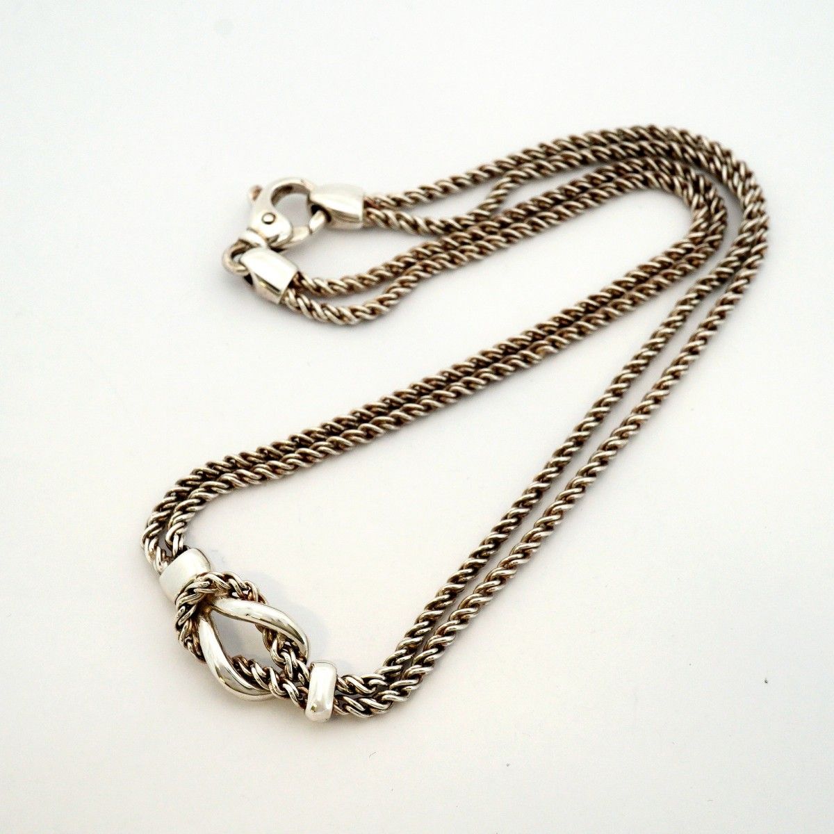Tiffany & Co Necklace Double Rope Center Knot 925 Sterling Silver — view 3